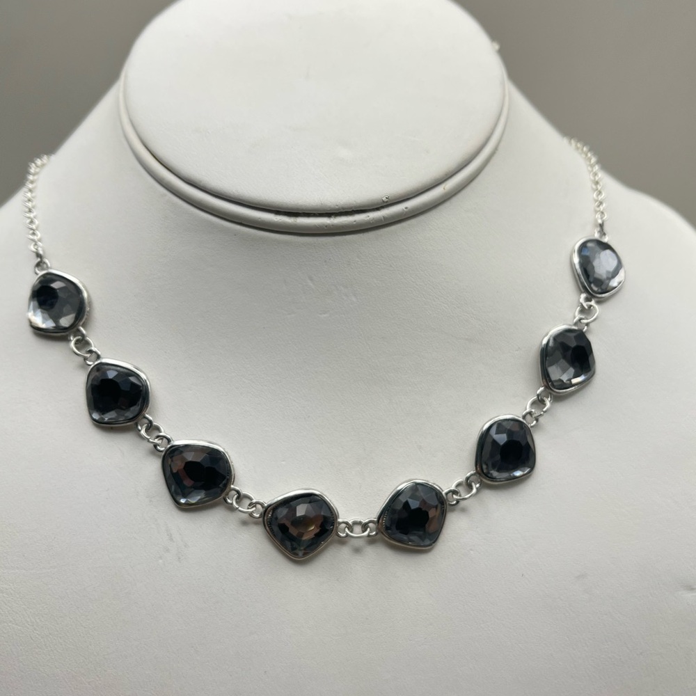 Elegant Silver and Black Gemstone Necklace -Classis, Everyday Glam